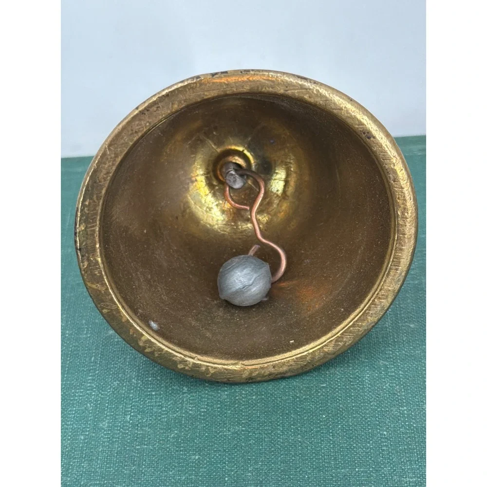 Vintage Cast Brass Peerage Bell Beheading Scene Relief Ornate Hand Bell 3